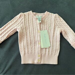 NWT, baby size 6mo, Ralph Lauren Pink Cable Knit Cardigan